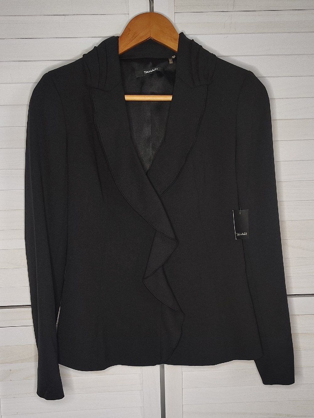 Talbots Black Ruffle-Front Jacket